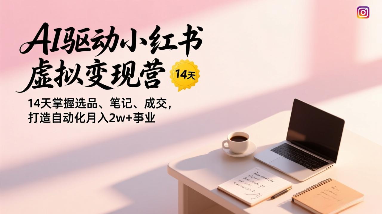 AI驱动小红书虚拟变现营，14天掌握选品、笔记、成交，打造自动化月入2w+事业| 副业网