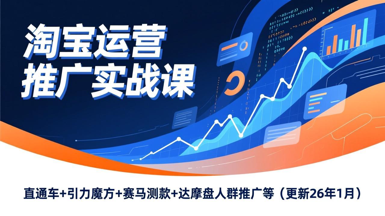 淘宝运营推广实战课，直通车+引力魔方+赛马测款+达摩盘人群推广等(更新26年1月| 副业网