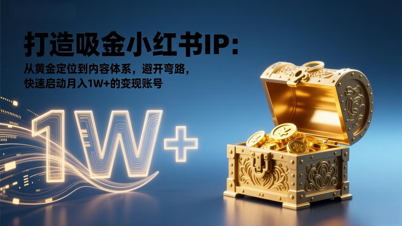 打造吸金小红书IP：从黄金定位到内容体系，避开弯路，快速启动月入1W+的变现账号| 副业网