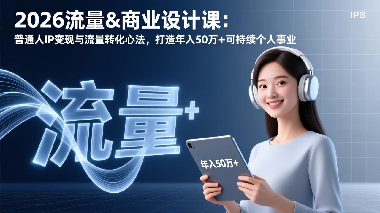 2026流量&商业设计课：普通人IP变现与流量转化心法，打造年入50万+可持续个人事业| 副业网