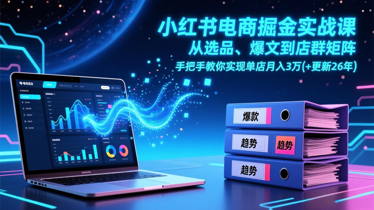 小红书电商掘金实战课，从选品、爆文到店群矩阵，手把手教你实现单店月入3万+(更新26年| 副业网