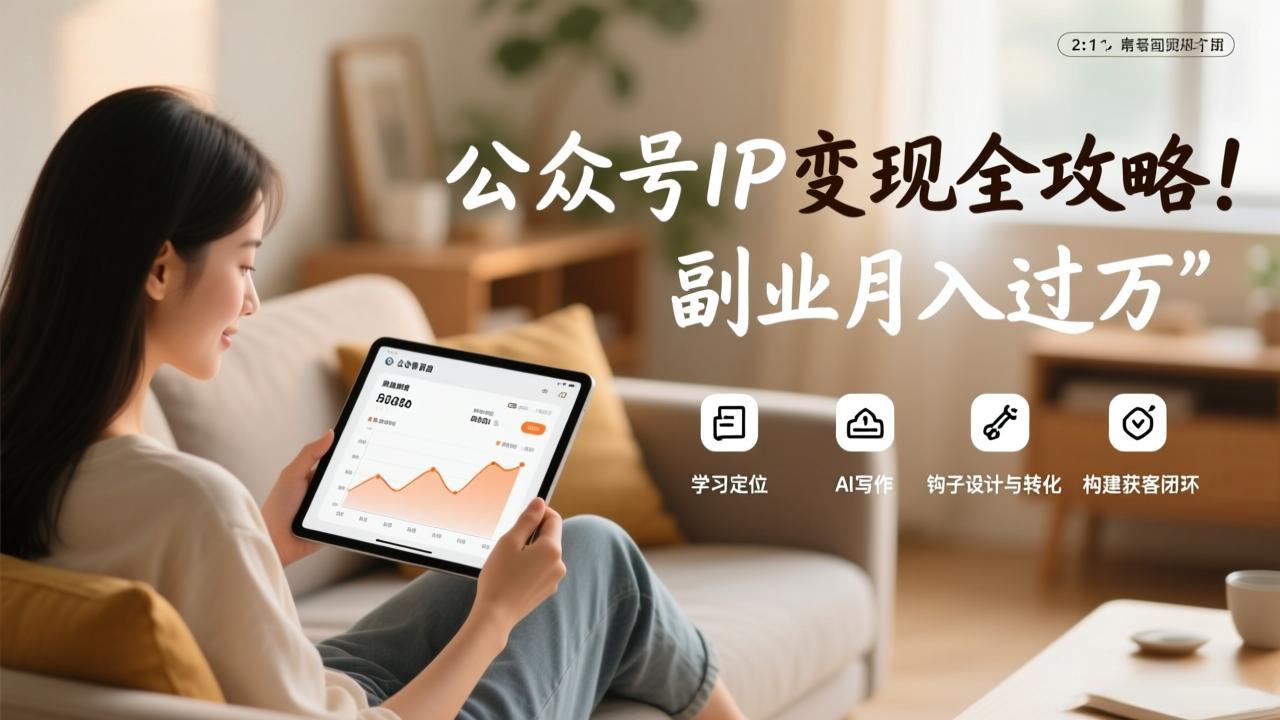 公众号IP变现全攻略，学习定位、AI写作、钩子设计与转化，构建获客闭环，副业月入过万| 副业网