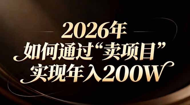 站在2026年的十字路口：一个普通人如何通过卖项目实现年入200万| 副业网