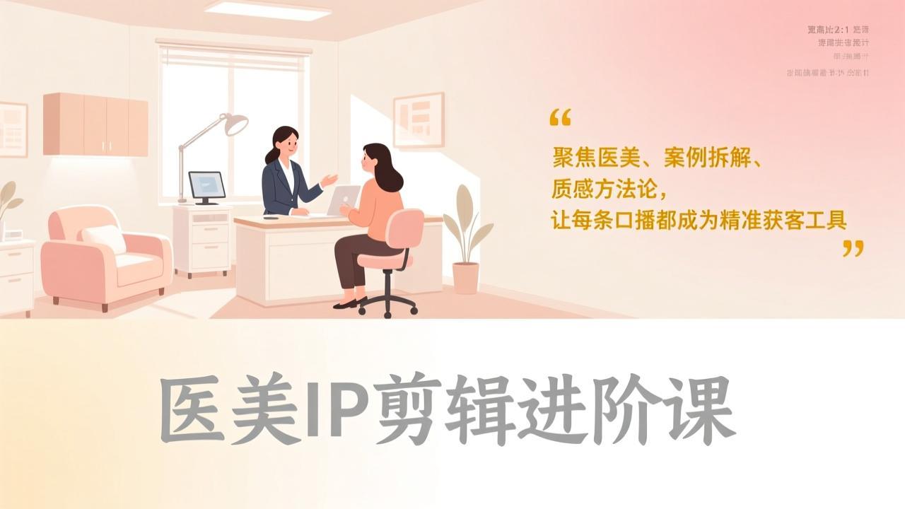 医美IP剪辑进阶课，聚焦医美、案例拆解、质感方法论，让每条口播都成为精准获客工具| 副业网
