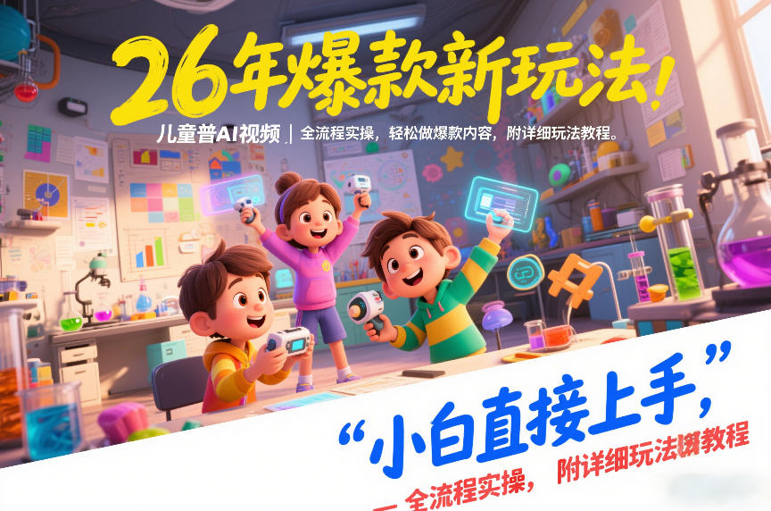 26年爆款新玩法，儿童科普AI视频，全流程实操，轻松做爆款内容，小白直接上手，附详细玩法教程| 副业网