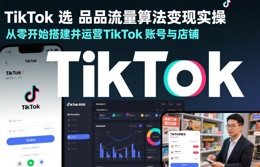 TikTok选品流量算法变现实操，从零开始搭建并运营TikTok账号与店铺| 副业网