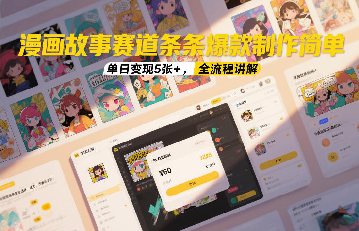 漫画故事赛道条条爆款制作简单，单日变现5张+，全流程讲解| 副业网