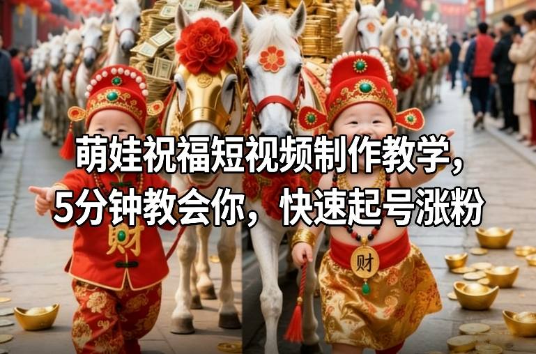 萌娃祝福短视频制作教学，5分钟教会你，快速起号涨粉| 副业网