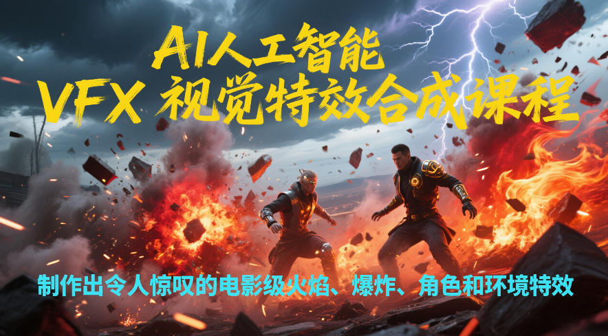 AI人工智能VFX视觉特效合成课程，制作出令人惊叹的电影级火焰、爆炸、角色和环境特效| 副业网