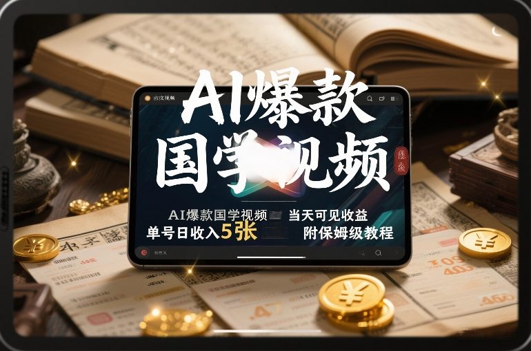 AI爆款国学视频，独家起号方法，小白直接上手，当天可见收益，单号日收入5张+附保姆级教程| 副业网