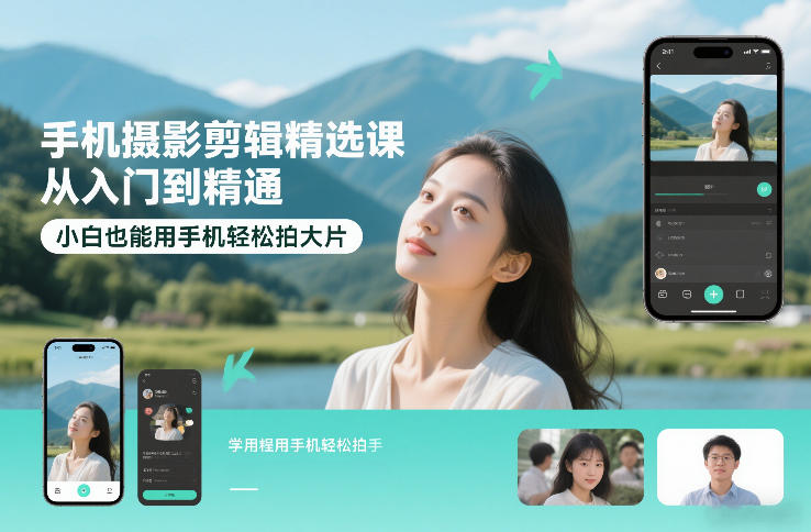 手机摄影剪辑精选课，从入门到精通，小白也能用手机轻松拍大片| 副业网