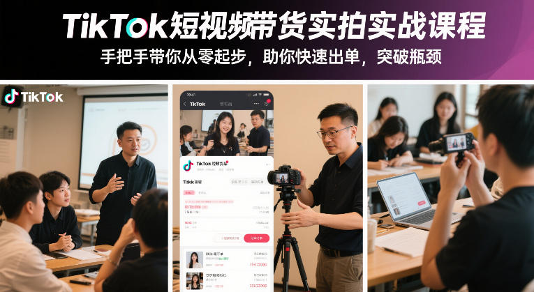 TikTok短视频带货实拍实战课程，手把手带你从零起步，助你快速出单，突破瓶颈| 副业网