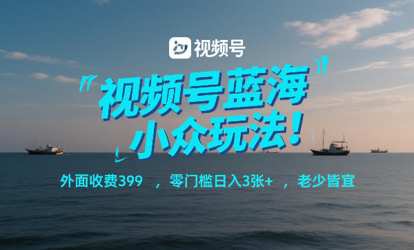 视频号蓝海小众玩法！外面收费399，零门槛日入3张+，老少皆宜| 副业网
