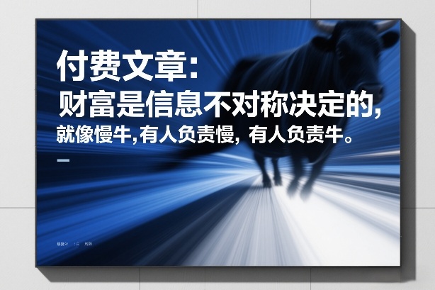 付费文章：财富是信息不对称决定的，就像慢牛，有人负责慢，有人负责牛| 副业网