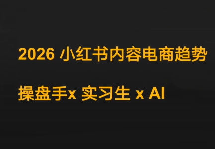迪安·2026小红书内容电商趋势操盘手x实习生xAI| 副业网