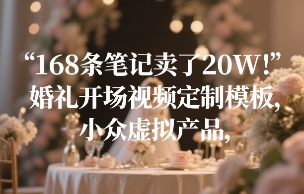 168条笔记卖了20W！婚礼开场视频定制模板，小众虚拟产品| 副业网
