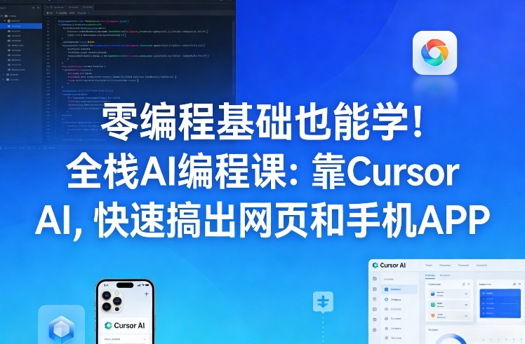 零编程基础也能学！全栈AI编程课：靠Cursor AI，快速搞出网页和手机APP| 副业网