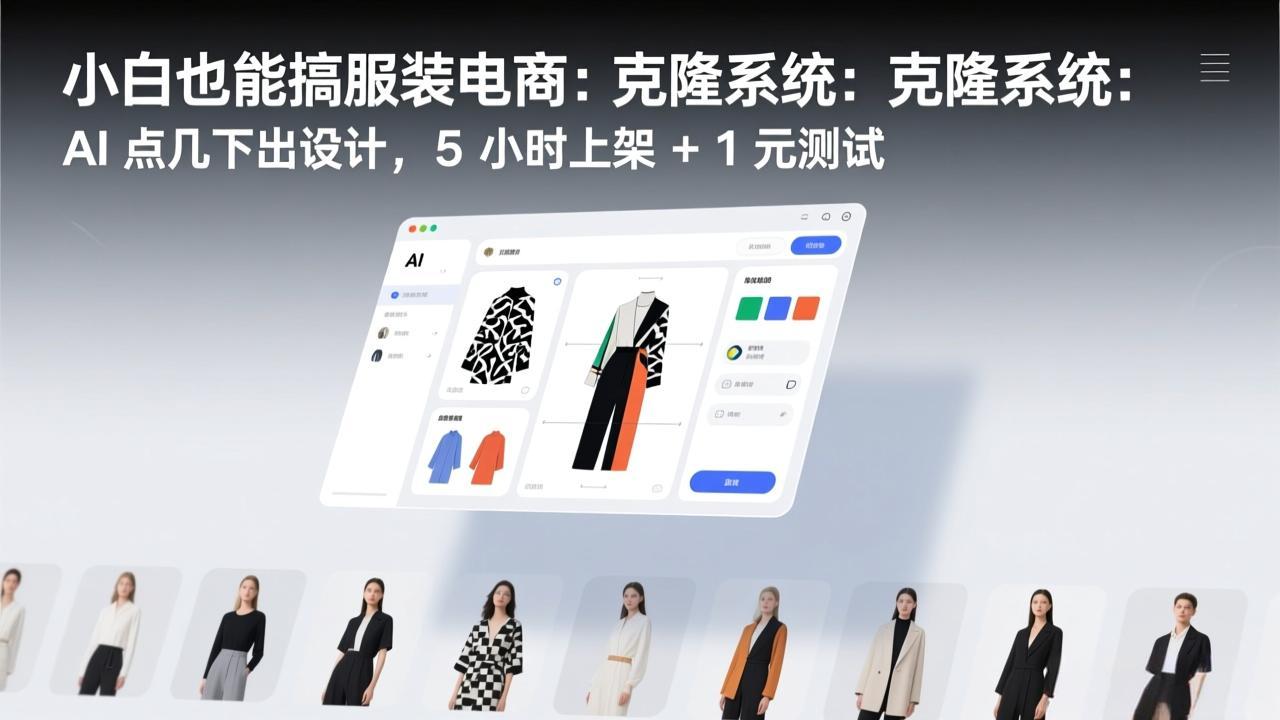 小白也能搞服装电商：克隆系统：AI 点几下出设计，5 小时上架 + 1 元测试| 副业网