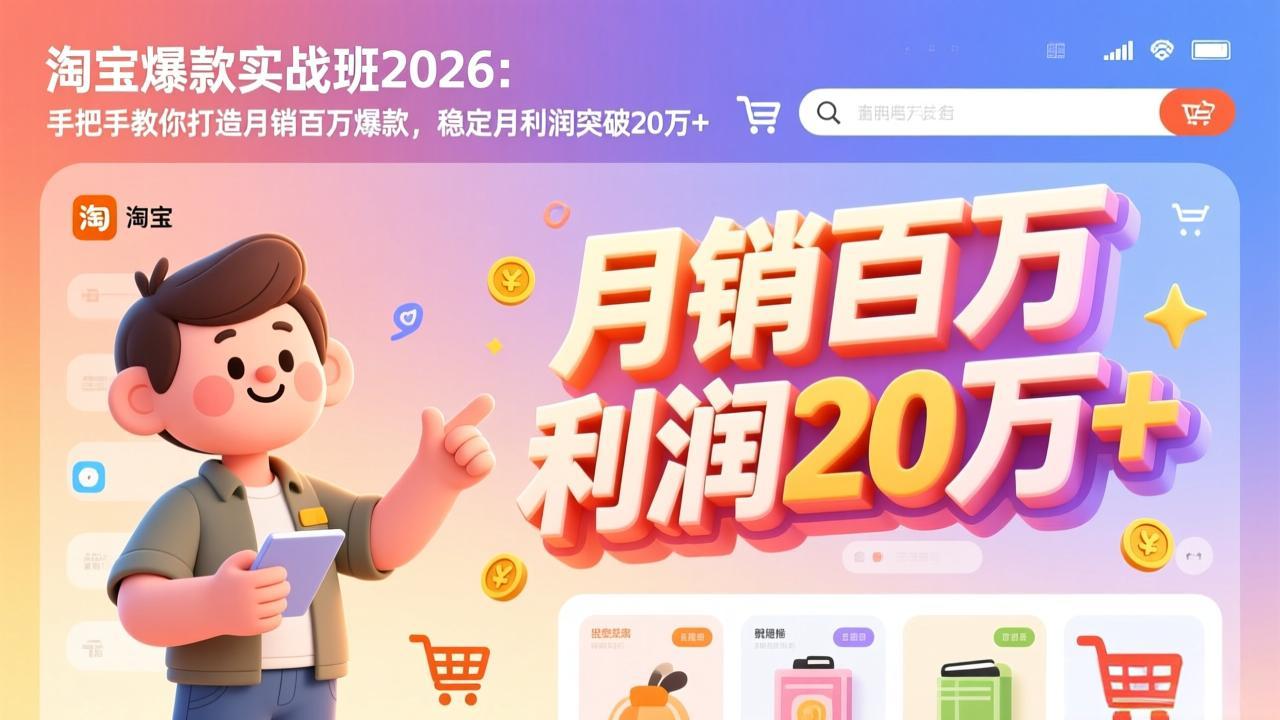 淘宝爆款实战班-2026年2月更新：手把手教你打造月销百万爆款，稳定月利润突破20万+| 副业网