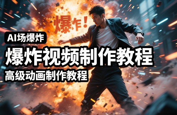AI场景爆炸视频制作教程，利用人物实拍视频制作出高级的动画特效| 副业网