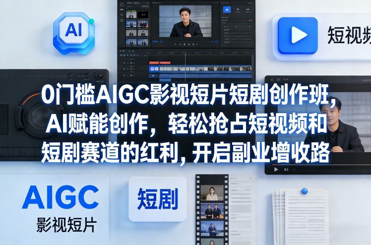 0门槛AIGC影视短片短剧创作班，AI赋能创作，轻松抢占短视频和短剧赛道的红利，开启副业增收路| 副业网