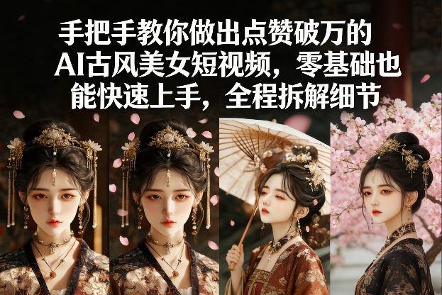 手把手教你做出点赞破万的AI古风美女短视频，零基础也能快速上手，全程拆解细节| 副业网