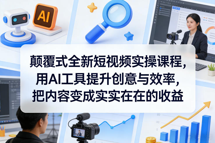 颠覆式全新短视频实操课程，用AI工具提升创意与效率，把内容变成实实在在的收益| 副业网