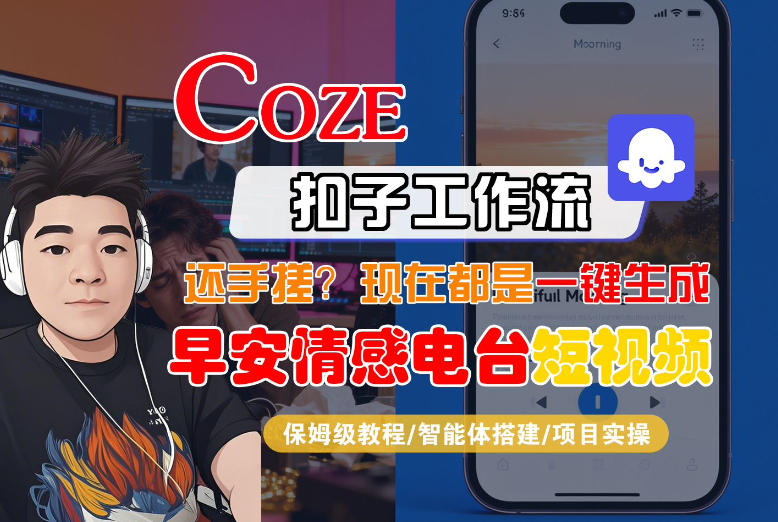 【Coze工作流搭建实操教程】【coze】早安情感电台日签视频还在手动做？用扣子工作流自动生成，省时90%| 副业网