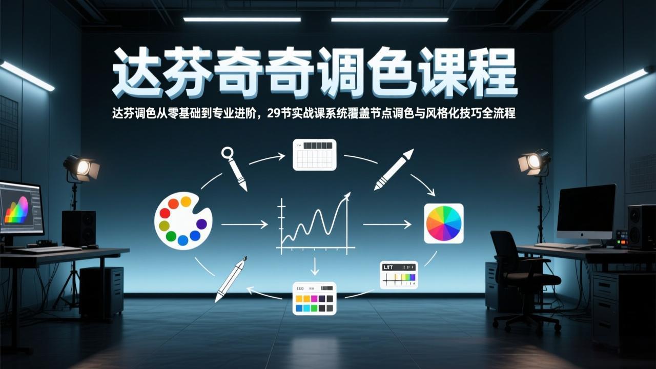 达芬奇调色从零基础到专业进阶，29节实战课系统覆盖节点调色与风格化技巧全流程| 副业网
