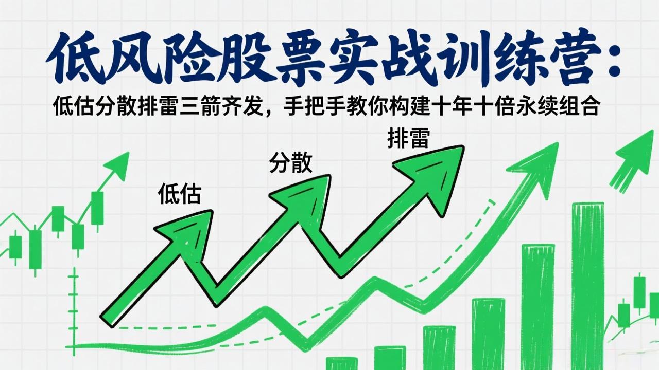 低风险股票实战训练营：低估分散排雷三箭齐发，手把手教你构建十年十倍永续组合| 副业网