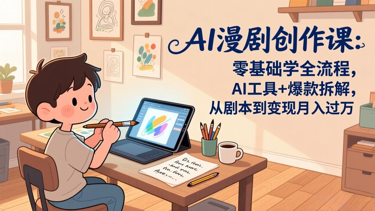 AI漫剧创作课：零基础学全流程，AI工具+爆款拆解，从剧本到变现月入过万| 副业网