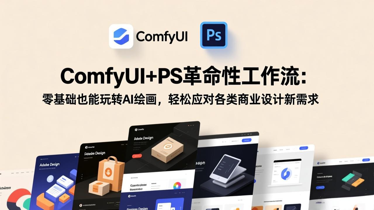 ComfyUI+PS革命性工作流：零基础也能玩转AI绘画，轻松应对各类商业设计新需求| 副业网