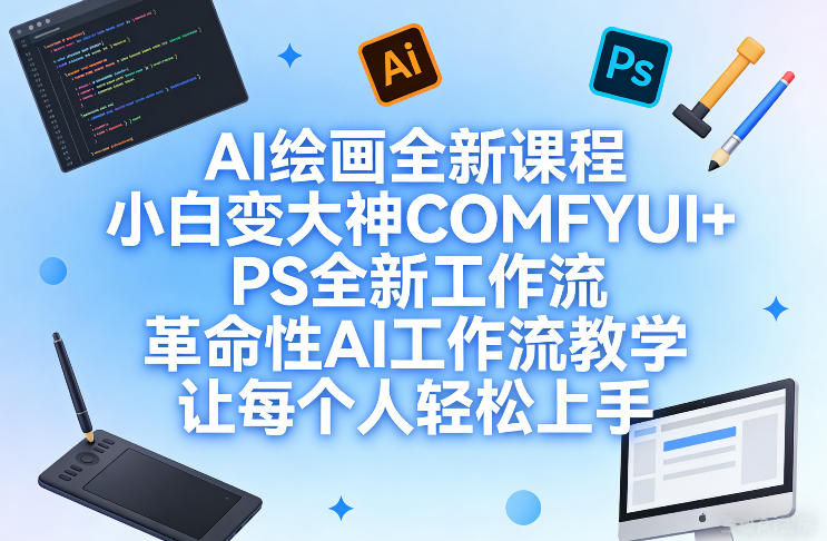 AI绘画全新课程，小白变大神COMFYUI+PS全新工作流，革命性AI工作流教学，让每个人轻松上手| 副业网