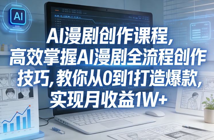 某社群AI漫剧创作课程，高效掌握AI漫剧全流程创作技巧，教你从0到1打造爆款，实现月收益1W+| 副业网