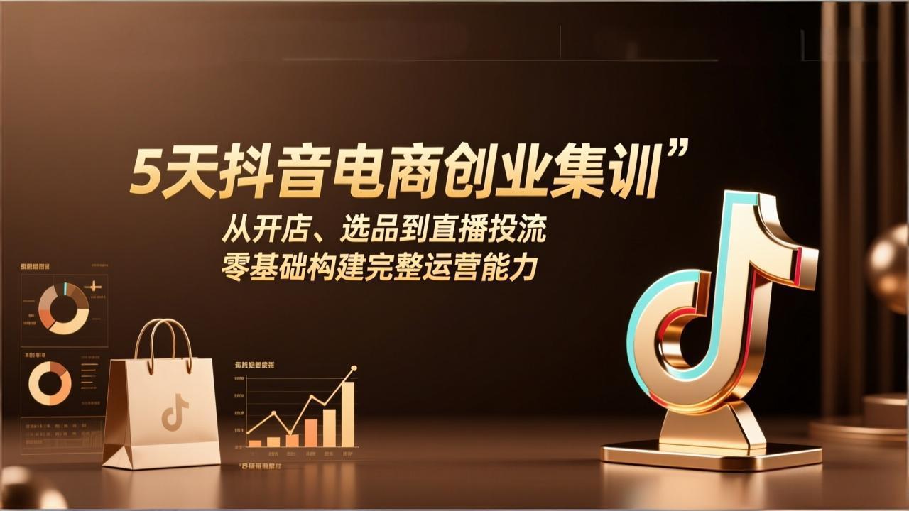 5天抖音电商创业集训：从开店、选品到直播投流，零基础构建完整运营能力| 副业网