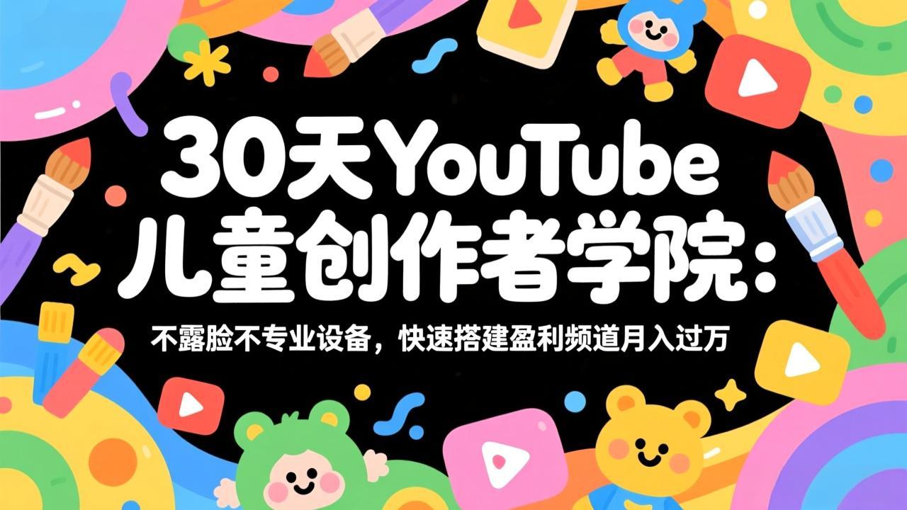 30天YouTube儿童创作者学院：不露脸不专业设备，快速搭建盈利频道月入过万| 副业网