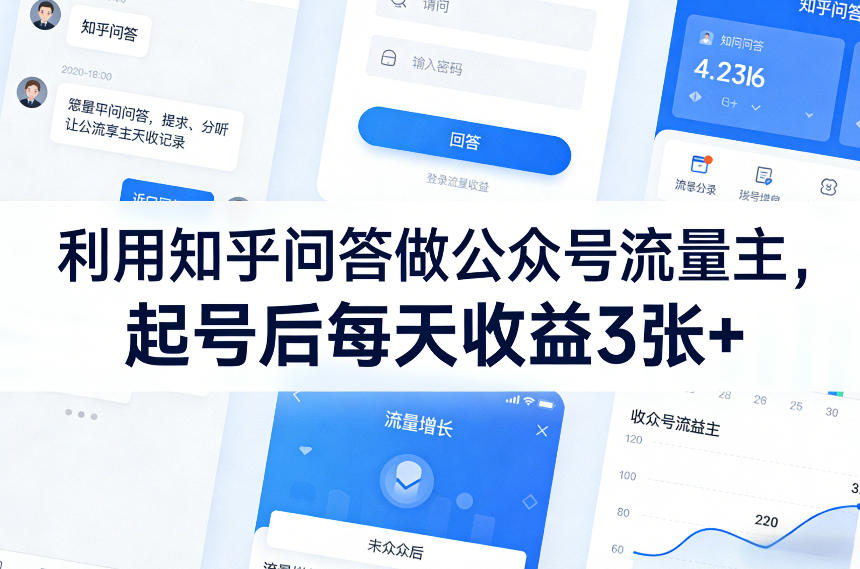 利用知乎问答做公众号流量主，起号后每天收益3张+| 副业网