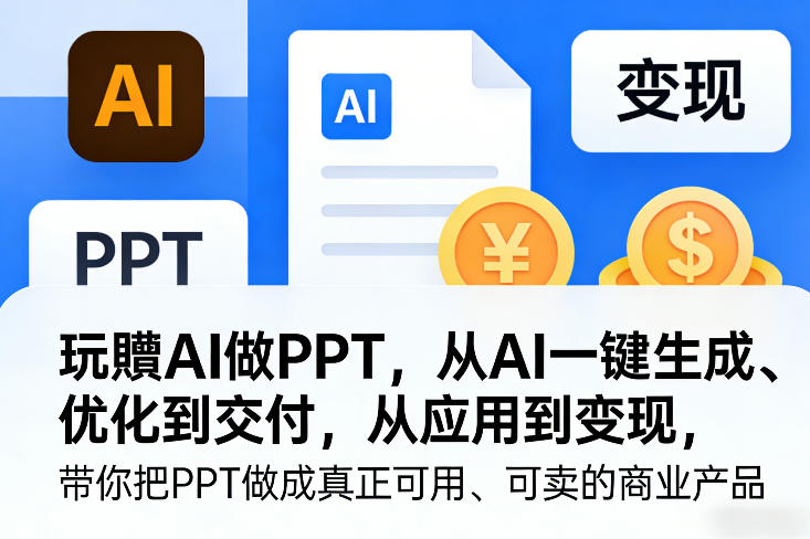玩賺AI做PPT，从AI一键生成、优化到交付，从应用到变现，带你把PPT做成真正可用、可卖的商业产品| 副业网
