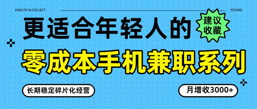 零成本手机兼职系列，长期稳定碎片化经营，月增收3000+| 副业网