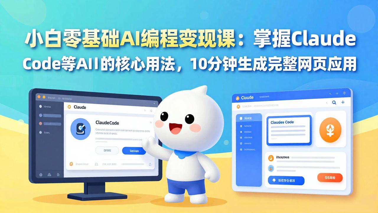 小白零基础AI编程变现课：掌握Claude Code等AI工具的核心用法，10分钟生成完整网页应用| 副业网