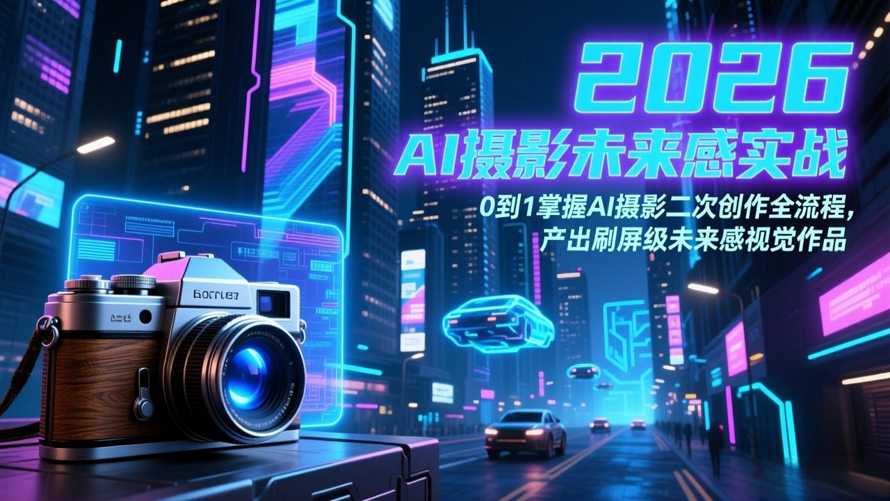 2026 AI摄影未来感实战：0到1掌握AI摄影二次创作全流程，产出刷屏级未来感视觉作品| 副业网