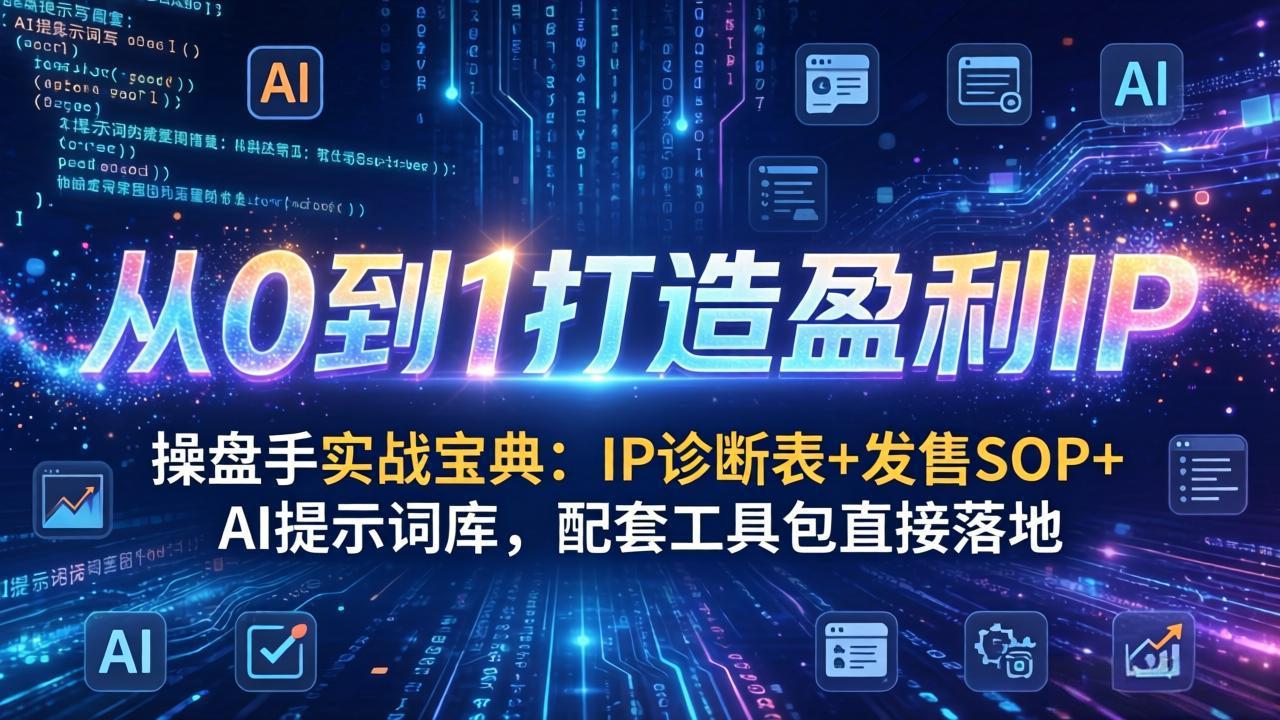 操盘手实战宝典：IP诊断表+发售SOP+AI提示词库，配套工具包直接落地，从0到1打造盈利IP| 副业网