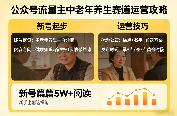 公众号流量主中老年养生赛道，新号篇篇5W+阅读，新手也能这样跑| 副业网