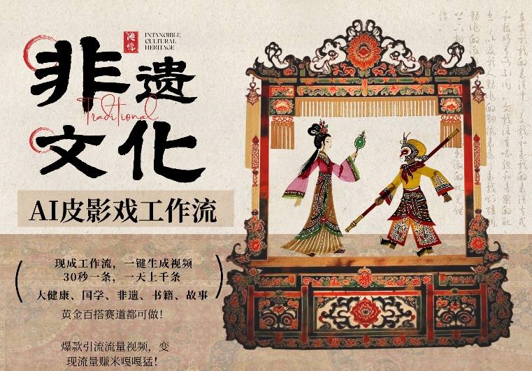 AI一键生成民俗文化非遗皮影戏视频，一刀不剪无需剪辑，30S一条，一天上百条，流量财富嘎嘎猛| 副业网