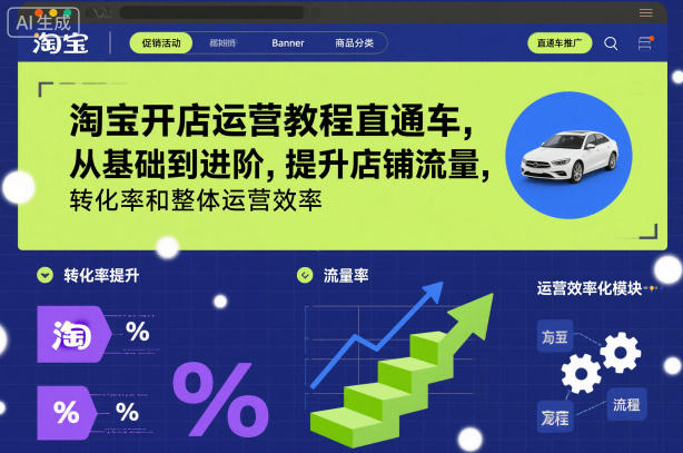 淘宝开店运营教程直通车，从基础到进阶，提升店铺流量，转化率和整体运营效率(更新26年3月)| 副业网