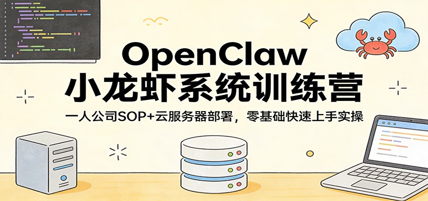 OpenClaw小龙虾系统训练营：一人公司SOP，云服务器部署，零基础快速上手实操| 副业网