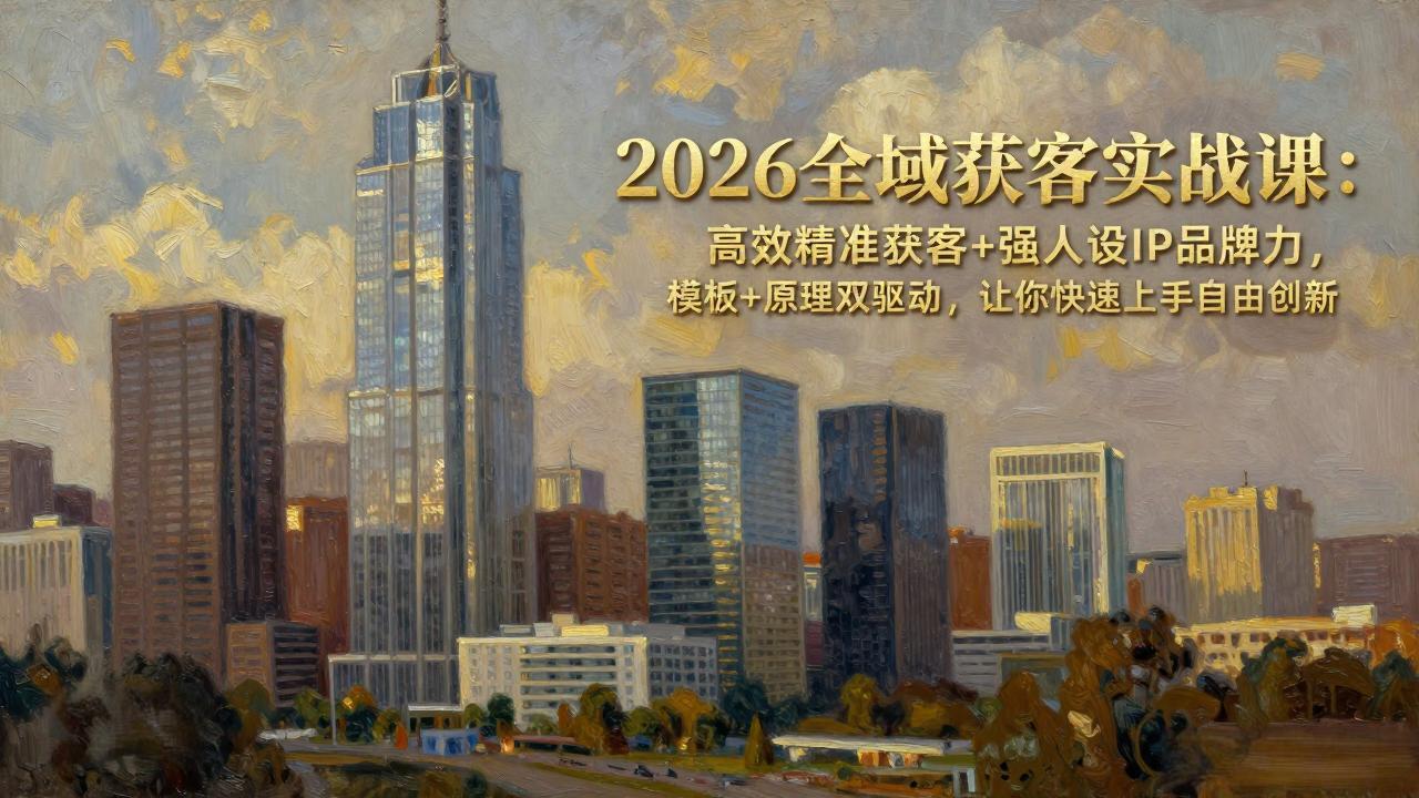 2026全域获客实战课：高效精准获客+强人设IP品牌力，模板+原理双驱动，让你快速上手自由创新| 副业网
