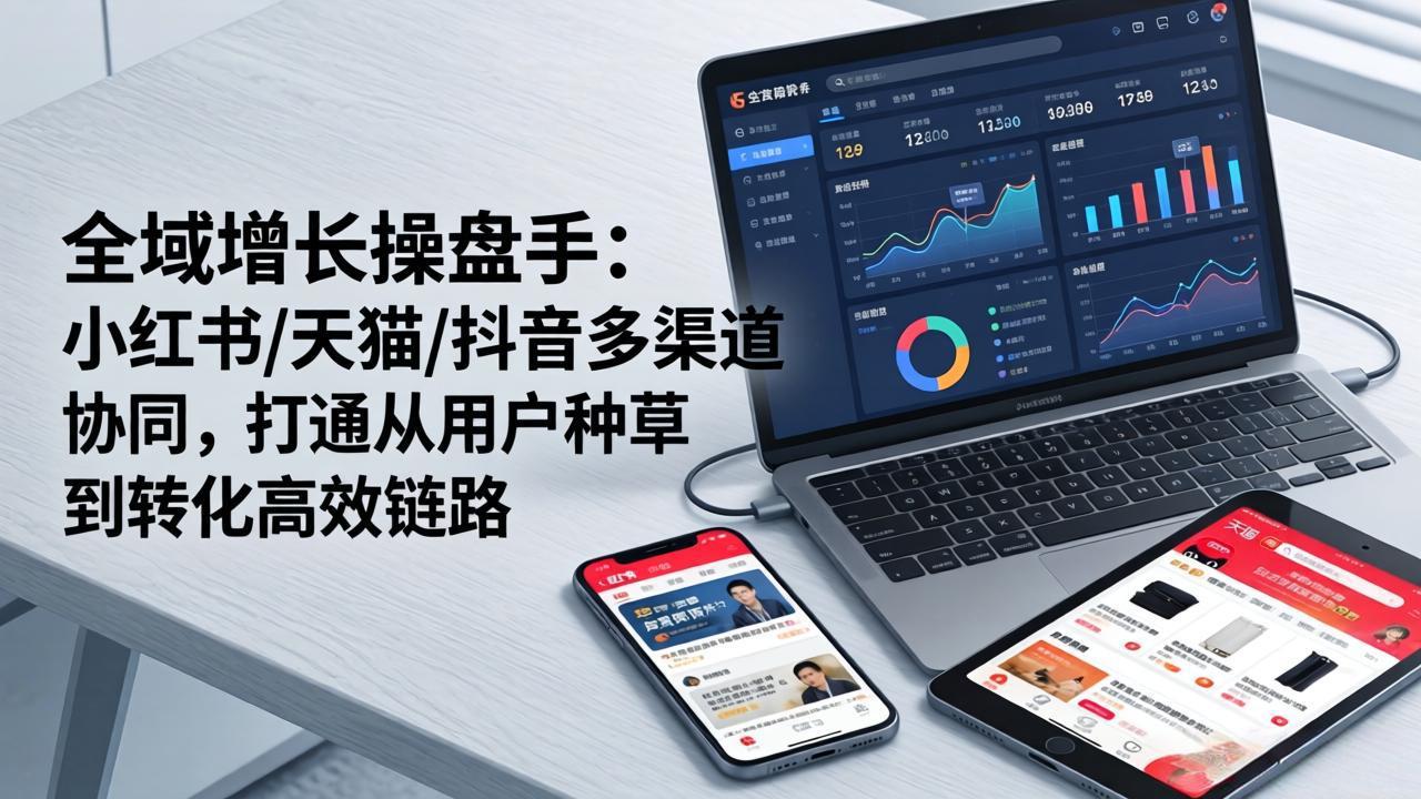 全域增长操盘手：小红书/天猫/抖音多渠道协同，打通从用户种草到转化高效链路| 副业网