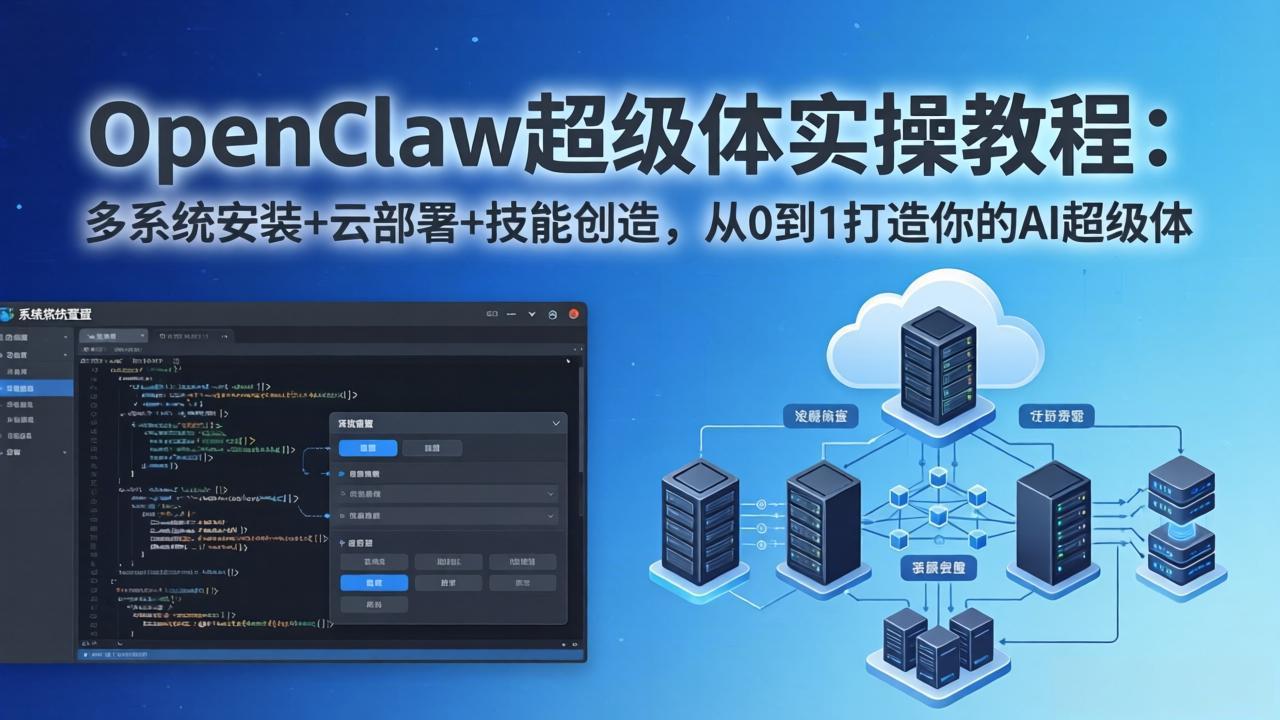 OpenClaw-小龙虾 超级体实操教程：多系统安装+云部署+技能创造，从0到1打造你的AI超级体| 副业网