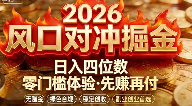 2026美金对冲套利，无赠金对冲策略保驾护航，低门槛易上手实操。单人单日收益2000+| 副业网